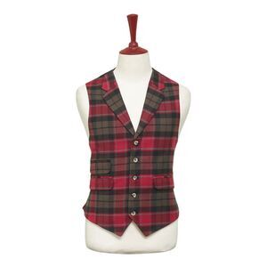 Mens Plaid Vest 44R Red Brown Teal Wool Waistcoat XL Formal Wedding Prom Party